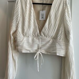 Showpo White Pleated Blouse